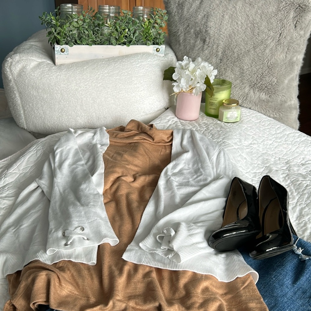White cardigan